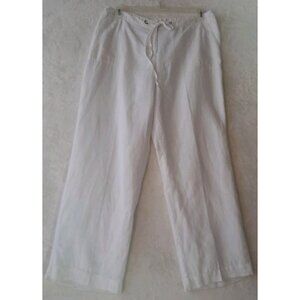 Charter Club Mens Wide Leg Linen Resort Vacation Pants Lined Size Large White